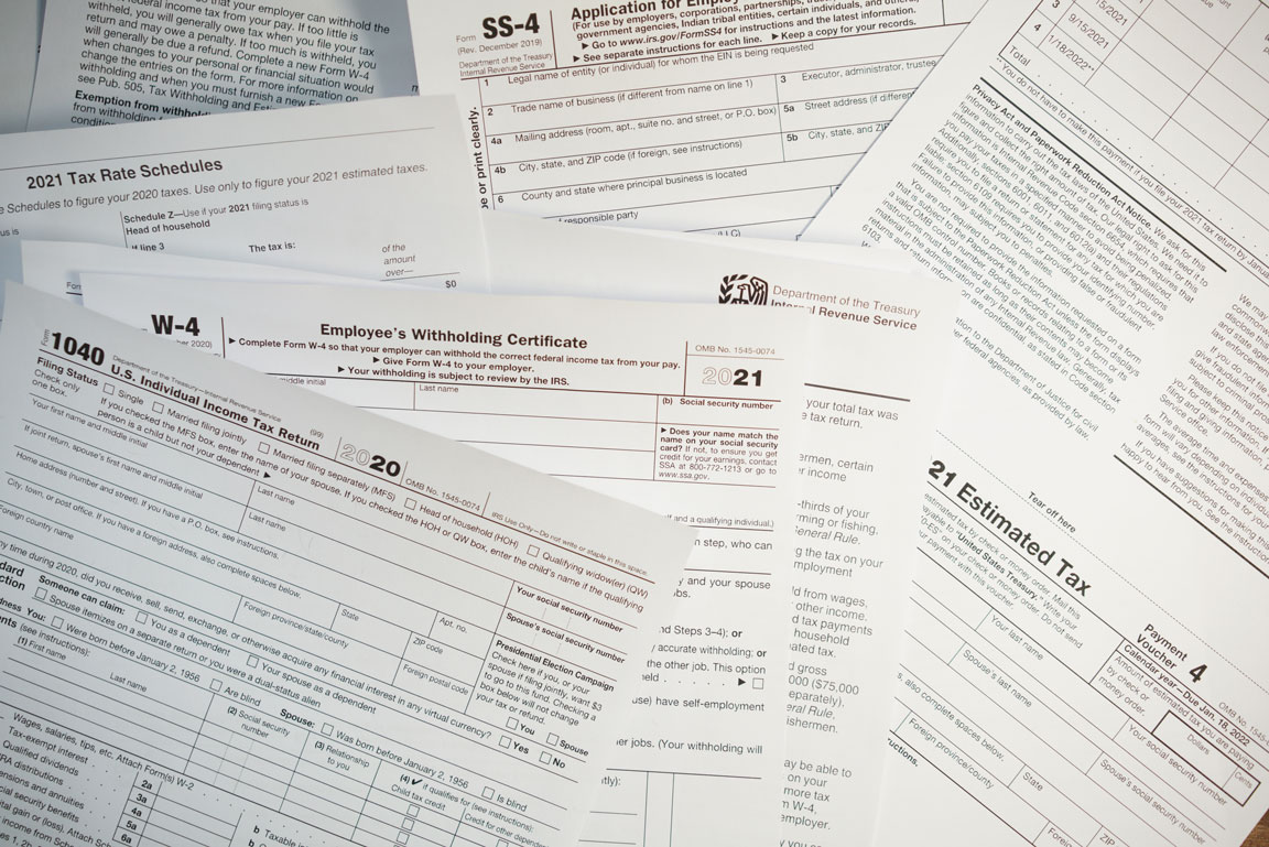 US tax forms laid out